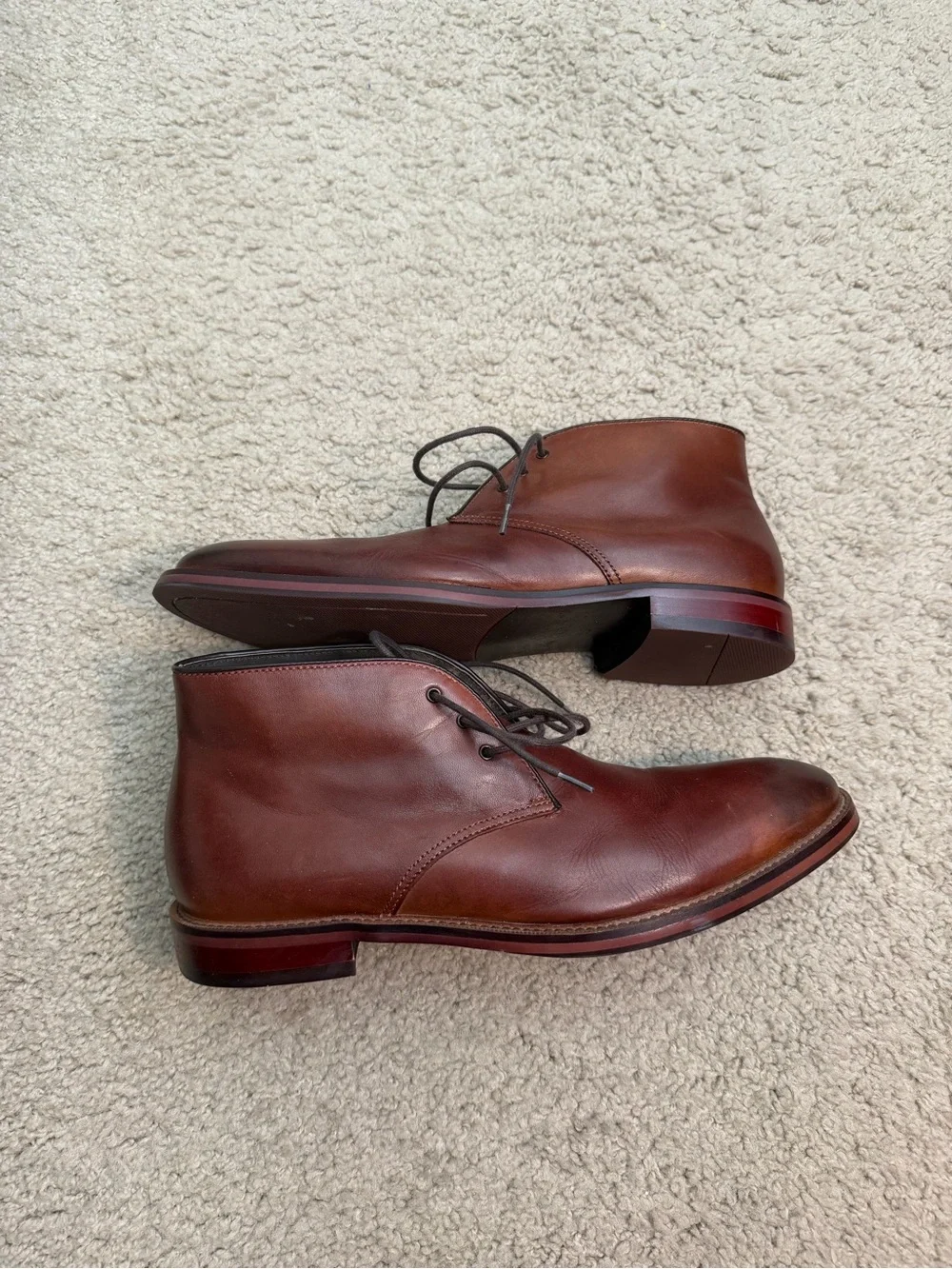Joseph Abboud Men's Brown Leather Chukka Boots - Classic Lace-Up Style